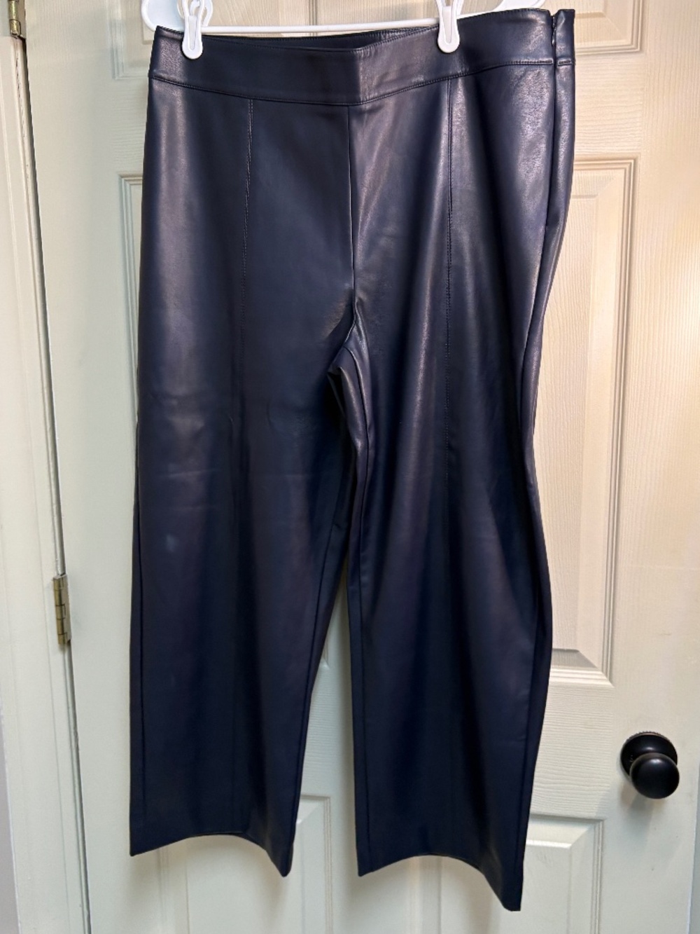 Ann Taylor dark navy faux leather crop pants